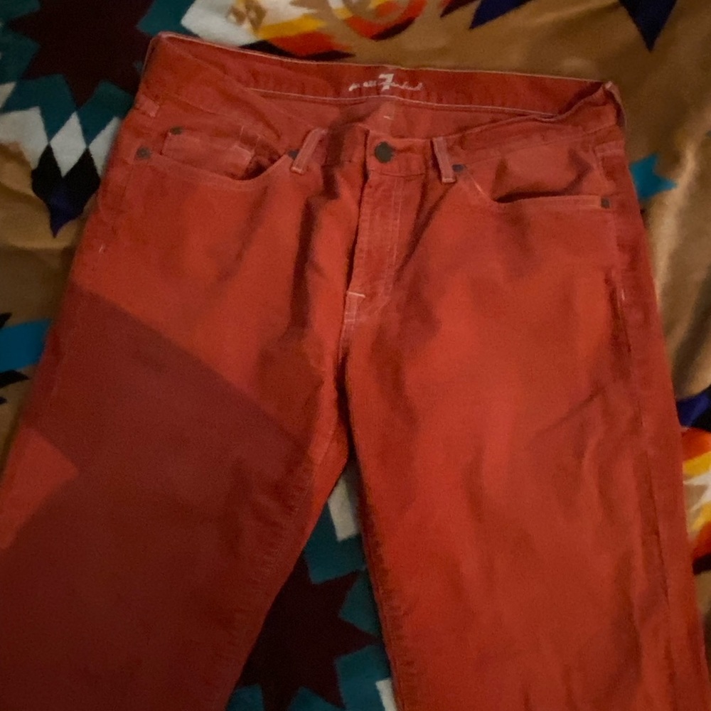 Orange corduroy Seven for all mankind jeans